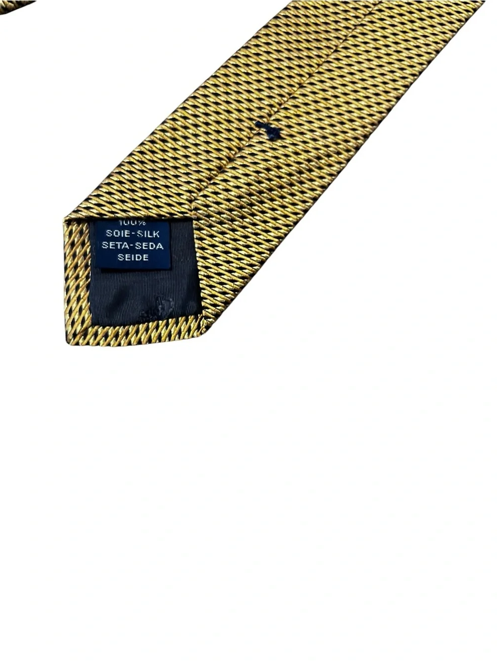 Faconnable Men's Gold Black Chain Textured 100% Silk Woven Neck Tie